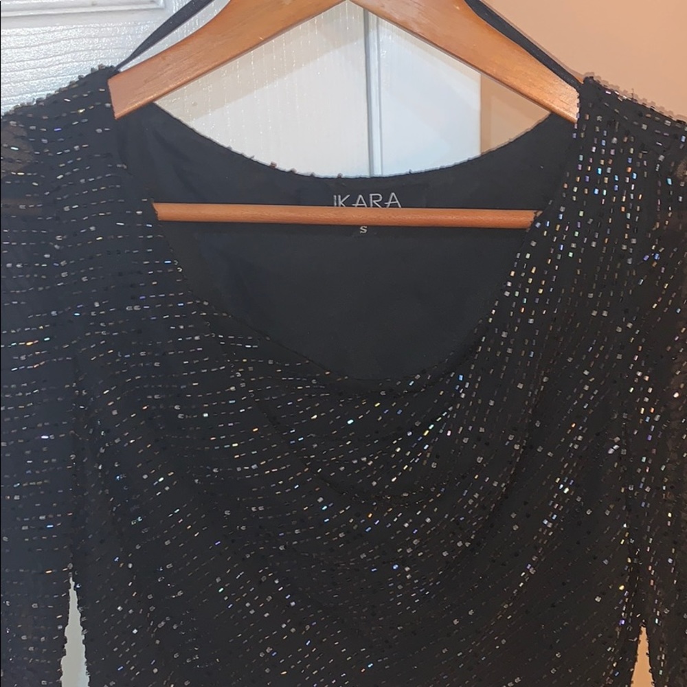 Formal beaded blouse with slit sleeves small